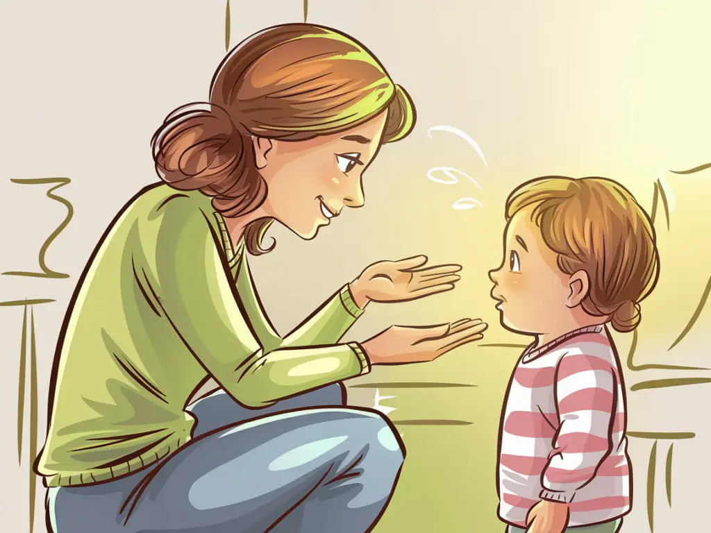 Parent offering choices to a child, an example of positive parenting strategies.